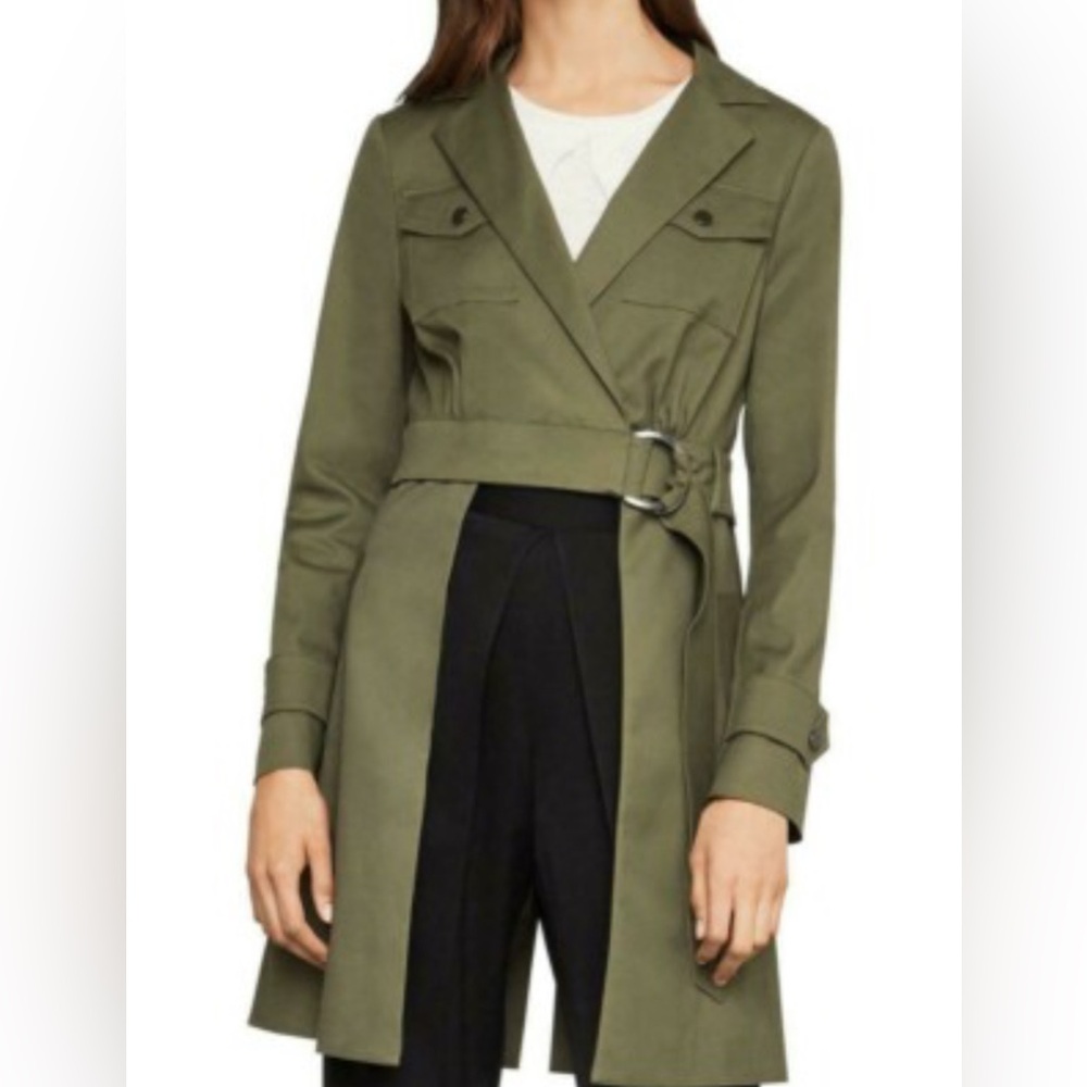 BCBGMaxAzria Olive Double-Breasted Trench Blazer.  Great Condition!